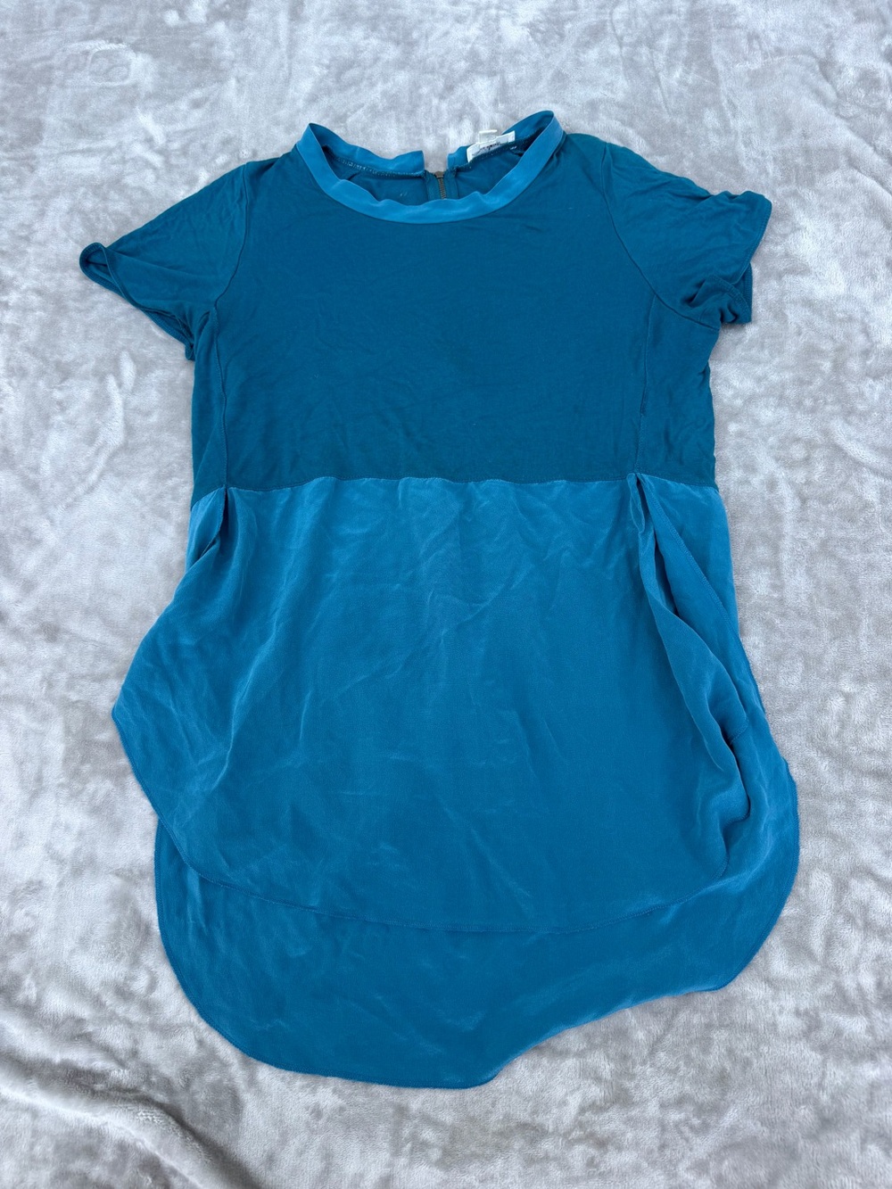 Wilfred Teal Silk Two-Tone Short Sleeve Tunic